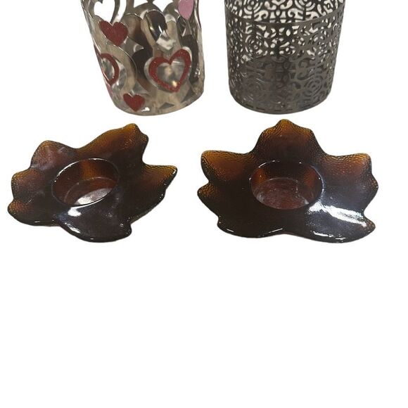 Bath & Body works 2 candle holders.   2 leaf tea light holders ( not BBW) - Picture 3 of 11